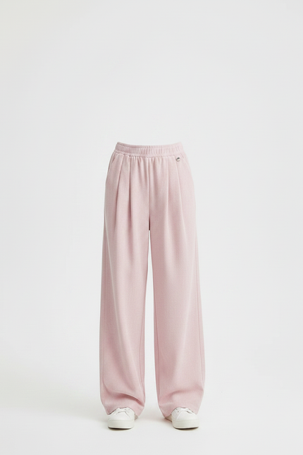 Pantalon À Pince Rose Ample Taille Haute Fille - Cordé - vue 3