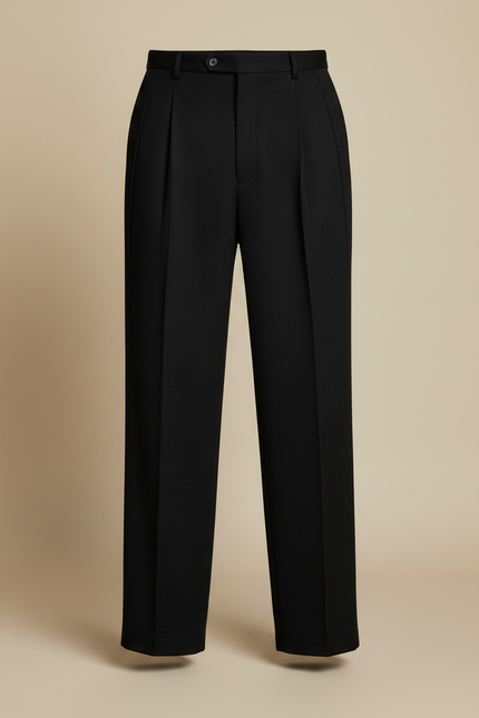 Pantalon À Double Pince Homme - Noir Laine - vue 3