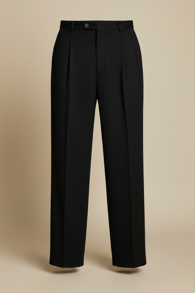 Pantalon À Double Pince Homme - Noir Laine - vue 3