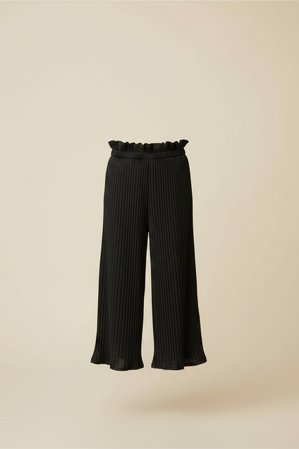 Pantalon À Pince Noir Plissé Fluide Fille Élégant - Maille - vue 3