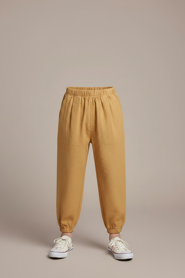 Pantalon À Pince Jaune Ample Coton Enfant - Molleton - vue 3