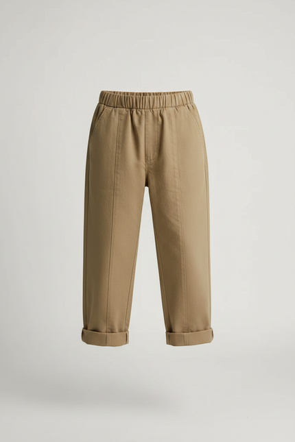 Pantalon À Pince Kaki Ample Coton Enfant - vue 3