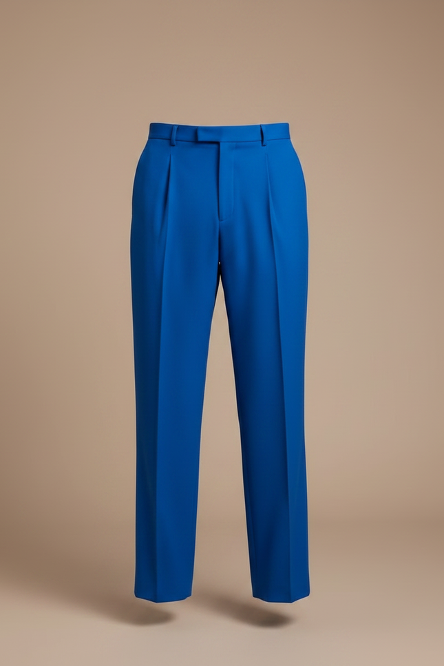 Pantalon À Pince Bleu Royal Ample Plissé Décontracté - Polyester - vue 3