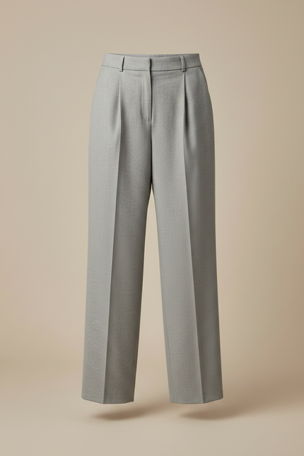 Pantalon À Pince Gris Plissé Ample Décontracté Femmes - Laine - vue 3