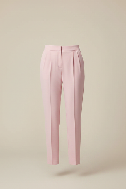Pantalon À Pince Rose Poudré Taille Haute Droit Élégant - Polyester - vue 3