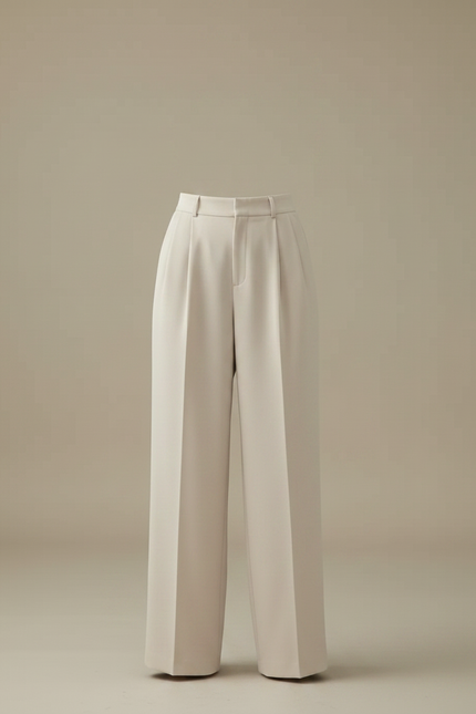 Pantalon À Pince Beige Droit Fluide Élégant Femme - Polyester - vue 3
