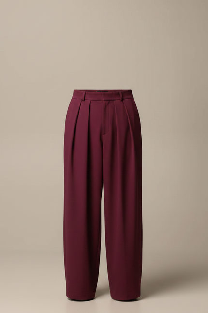 Pantalon À Pince Bordeaux Ample Plissé Décontracté Homme - Gabardine - vue 3