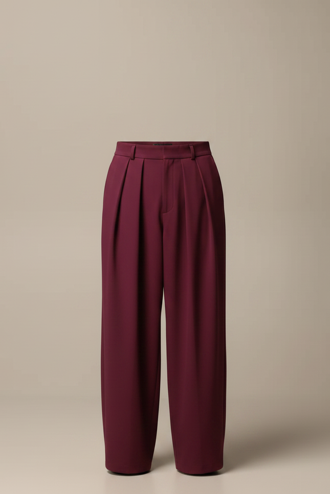 Pantalon À Pince Bordeaux Ample Plissé Décontracté Homme - Gabardine - vue 3