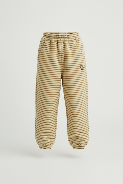 Pantalon À Pince Rayé Ample Beige Enfant - Molleton - vue 3