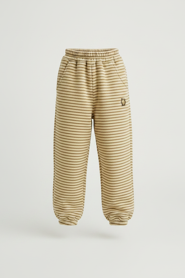 Pantalon À Pince Rayé Ample Beige Enfant - Molleton - vue 3