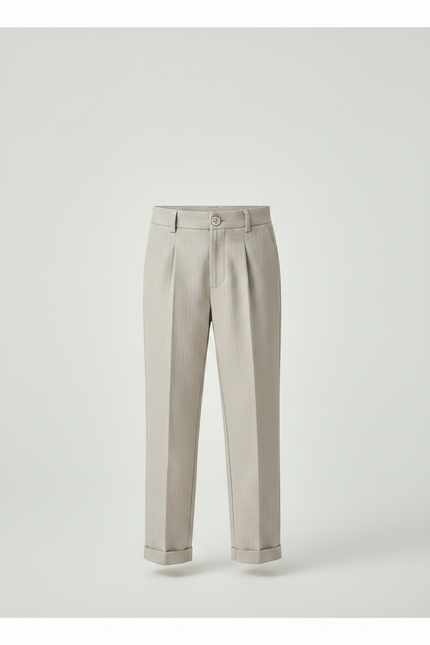Pantalon À Pince Gris Clair Plissé Droit Garçon Élégant - Gabardine - vue 3