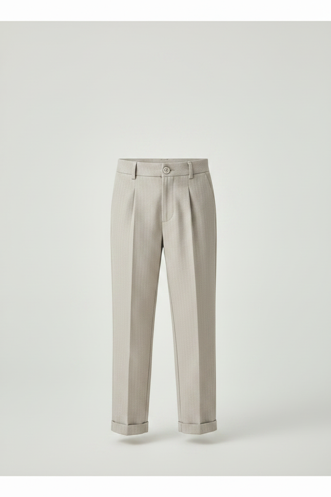 Pantalon À Pince Gris Clair Plissé Droit Garçon Élégant - Gabardine - vue 3