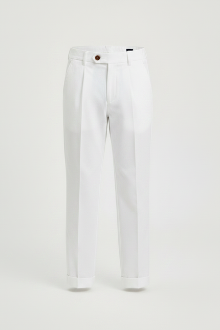 Pantalon À Pince Garçon - Blanc Gabardine - vue 3