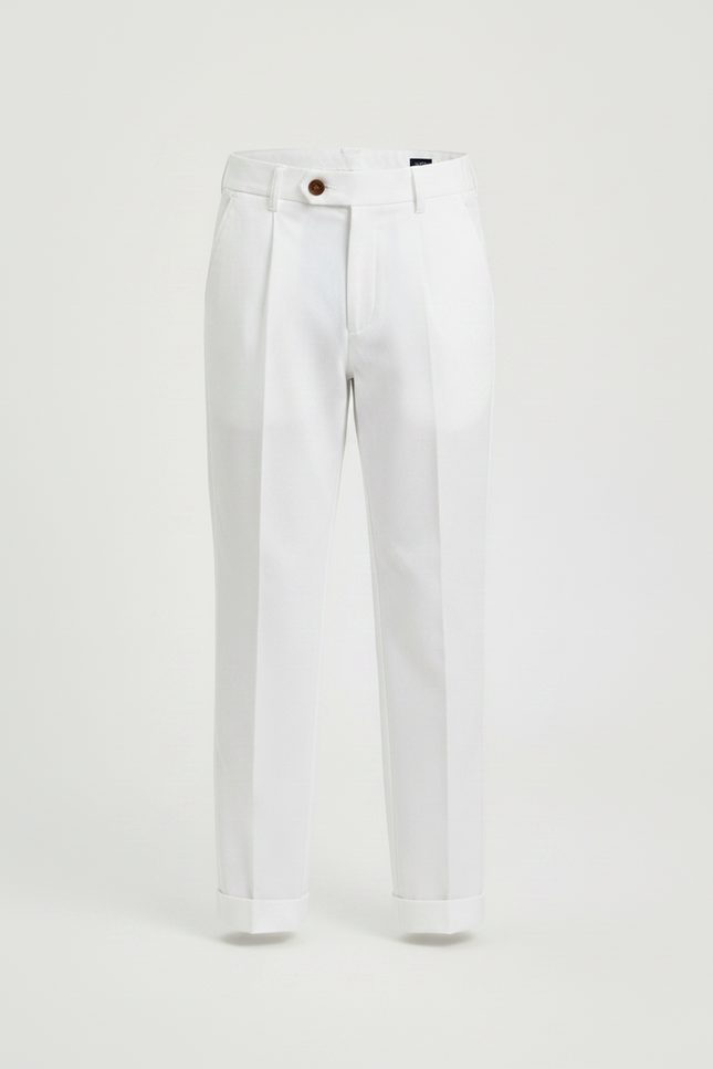 Pantalon À Pince Garçon - Blanc Gabardine - vue 3