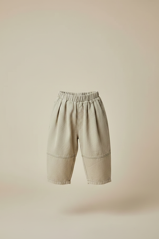 Pantalon À Pince Kaki Ample Décontracté Enfant - Molleton - vue 3