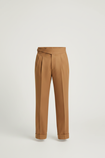 Pantalon À Pince Marron Droit Plissé Enfant Laine - vue 3