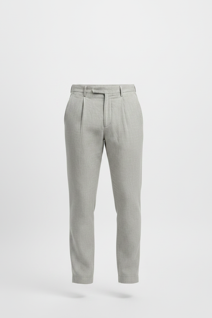 Pantalon À Pince Gris Clair Plissé Décontracté Homme - Lin - vue 3