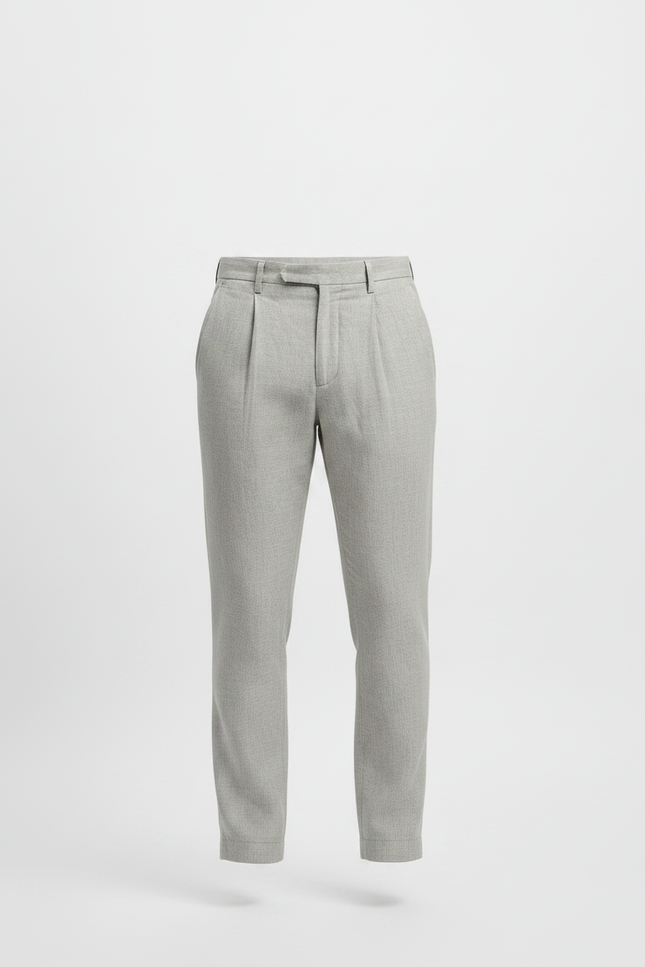 Pantalon À Pince Gris Clair Plissé Décontracté Homme - Lin - vue 3