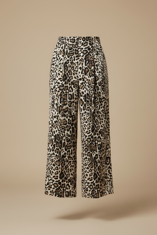Pantalon À Pince Léopard Ample Fluide Taille Haute - Imprimé Viscose - vue 3