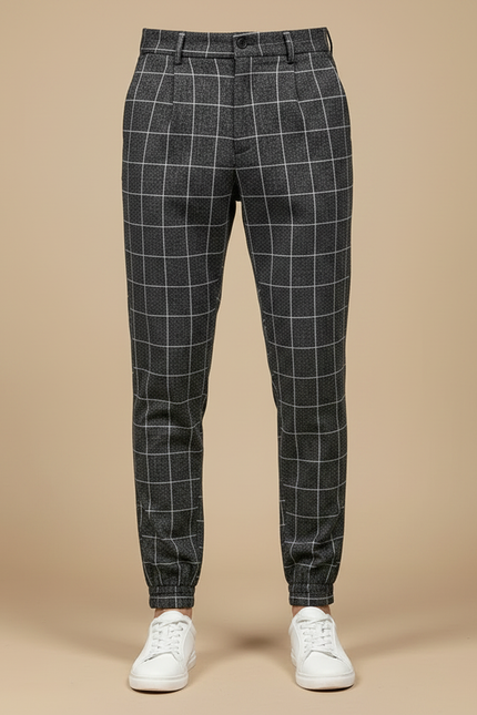 Pantalon À Pince À Carreau Homme - Gris Tweed - vue 3