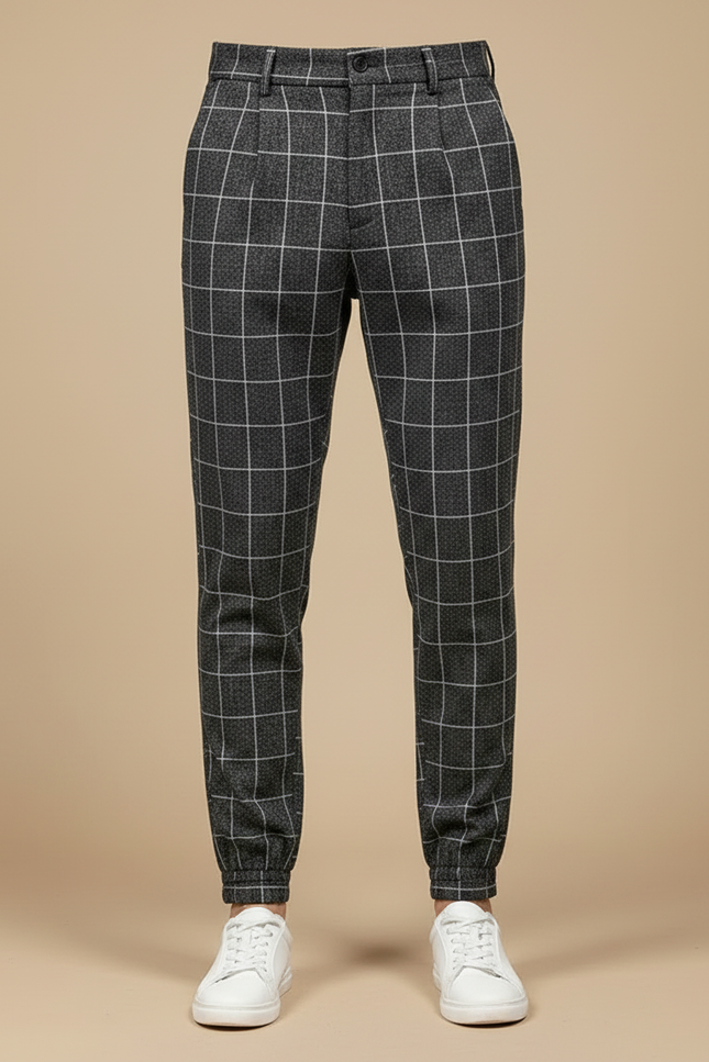 Pantalon À Pince À Carreau Homme - Gris Tweed - vue 3