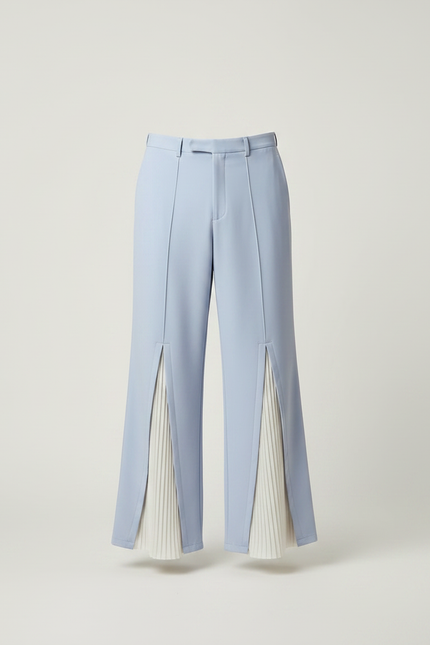 Pantalon À Pince Bleu Clair Plissé Ample Décontracté Homme - Gabardine - vue 3