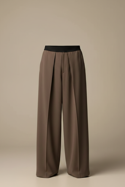 Pantalon À Pince Marron Ample Plissé Homme Élégant - Gabardine - vue 3