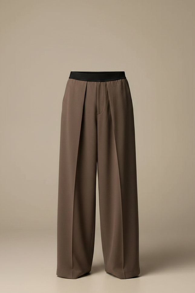 Pantalon À Pince Marron Ample Plissé Homme Élégant - Gabardine - vue 3