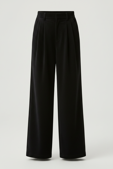 Pantalon À Pince Noir Côtelé Ample Droit Fille - Cordé - vue 3