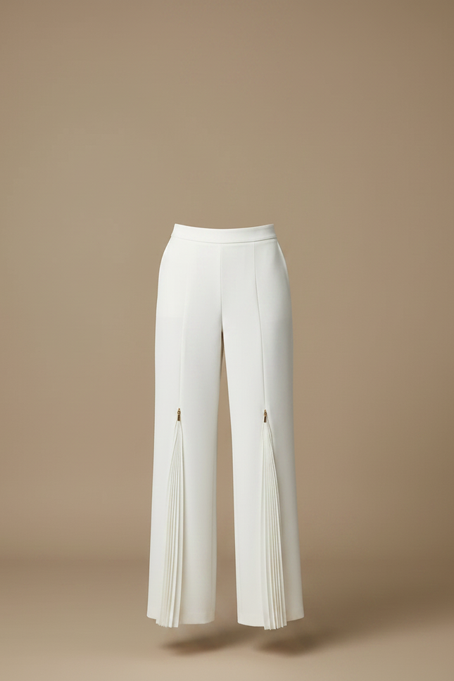 Pantalon À Pince Blanc Plissé Fluide Élégant Femme - Polyester - vue 3