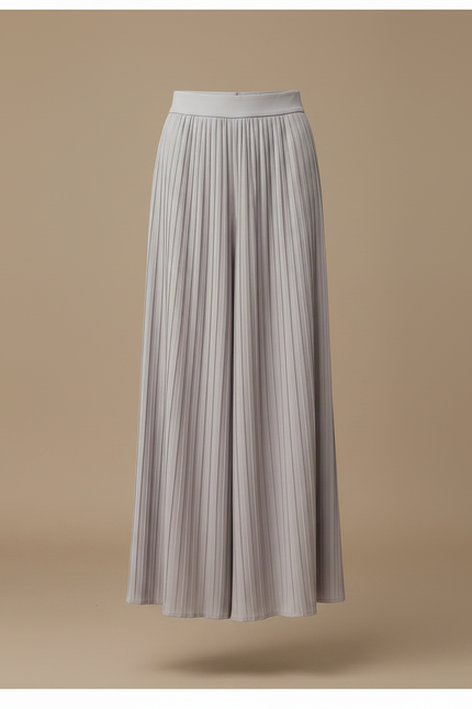 Pantalon À Pince Plissé Fluide Gris Élégant Femme - Polyester - vue 3