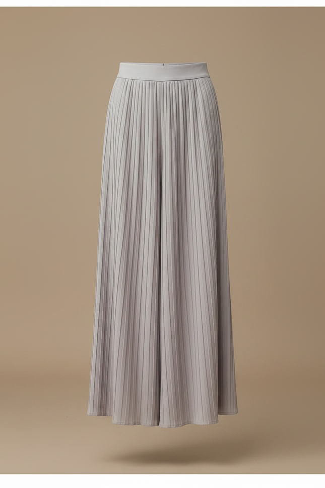 Pantalon À Pince Plissé Fluide Gris Élégant Femme - Polyester - vue 3
