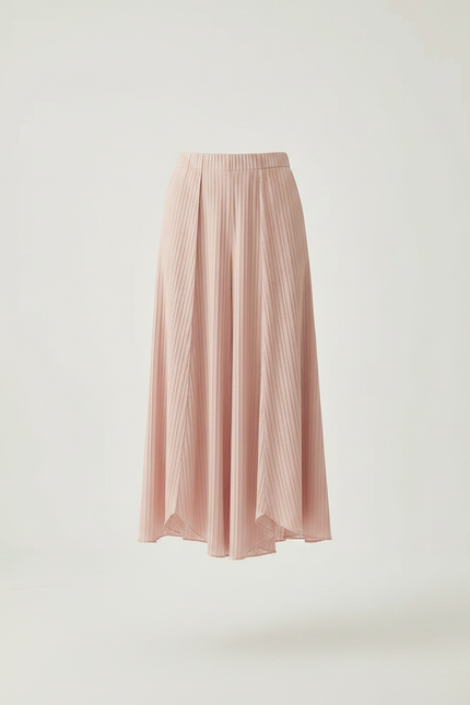 Pantalon À Pince Rose Plissé Fluide Côtelé Femme - Maille - vue 3