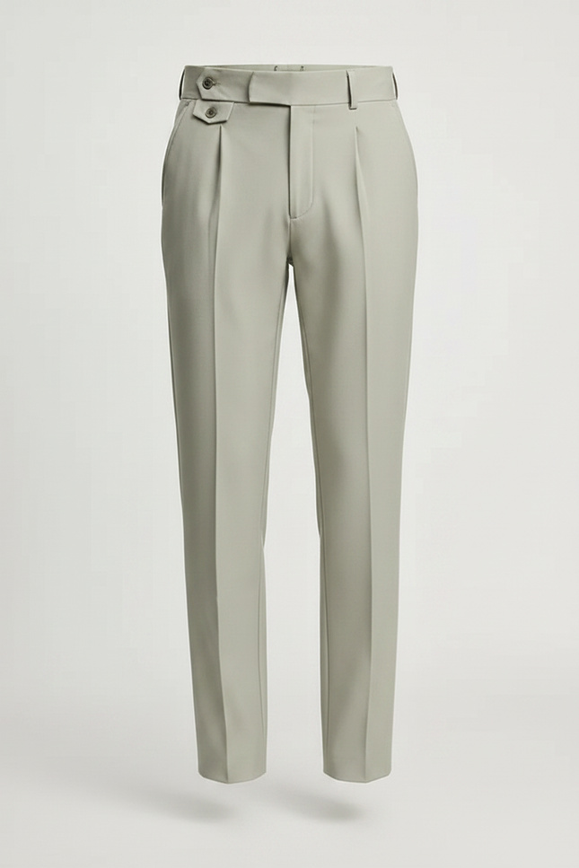 Pantalon À Pince Gris Clair Droit Élégant Homme - Gabardine - vue 3