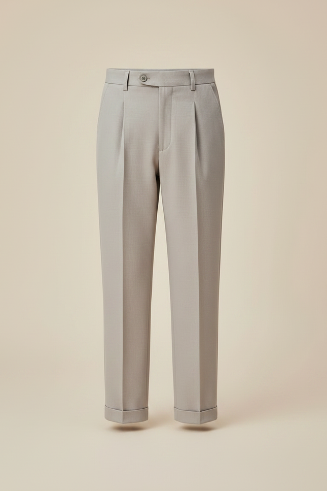 Pantalon À Pince Gris Clair Plissé Droit Enfant - Gabardine - vue 3