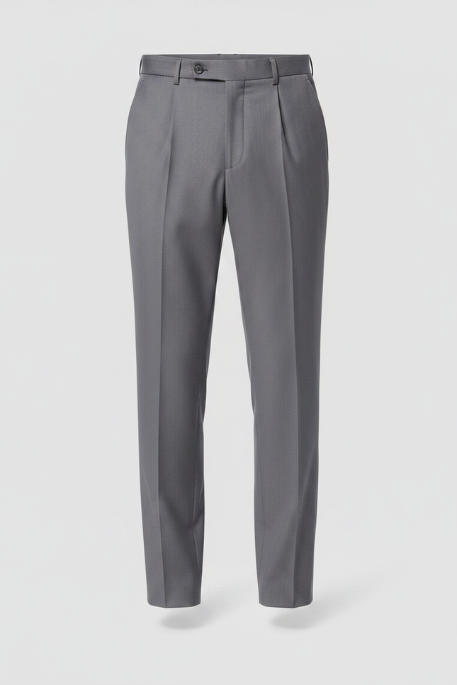 Pantalon À Pince Gris Élégant Slim Formel Homme - Gabardine - vue 3