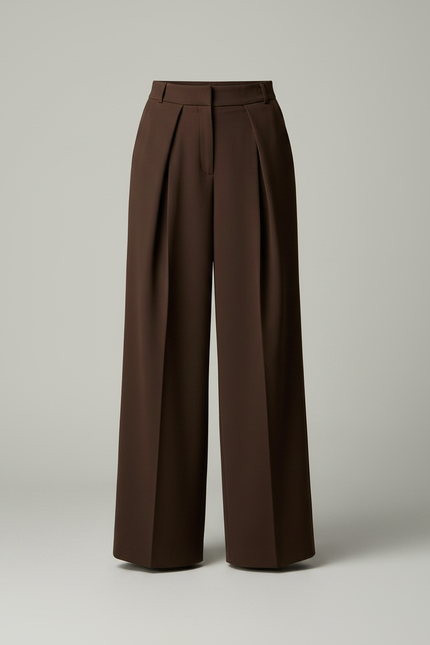 Pantalon À Pince Femme Marron - Gabardine - vue 3