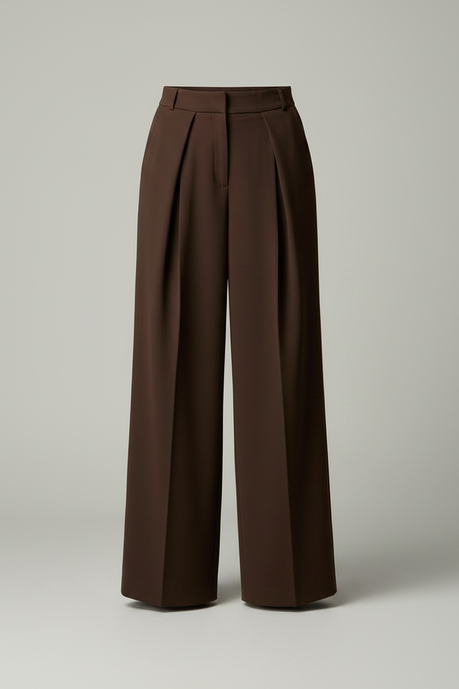 Pantalon À Pince Femme Marron - Gabardine - vue 3