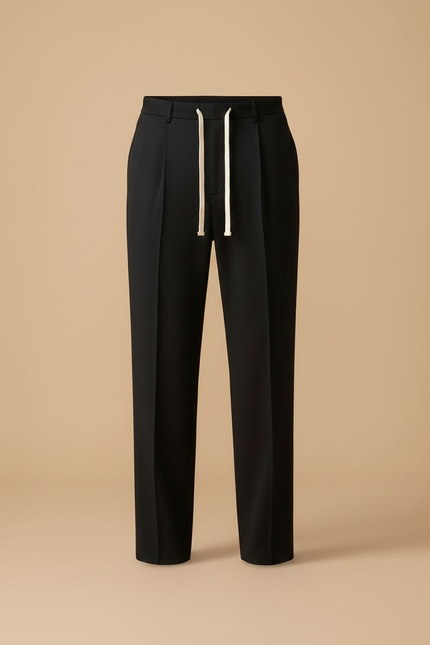 Pantalon À Pince Noir Droit Décontracté Cordon - Polyester - vue 3