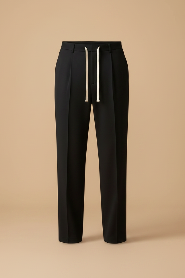 Pantalon À Pince Noir Droit Décontracté Cordon - Polyester - vue 3