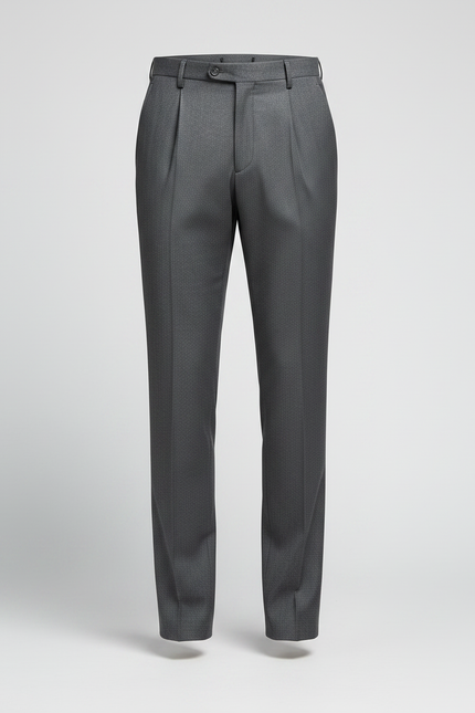 Pantalon À Pince Gris Foncé Droit Plissé Homme Formel - Gabardine - vue 3