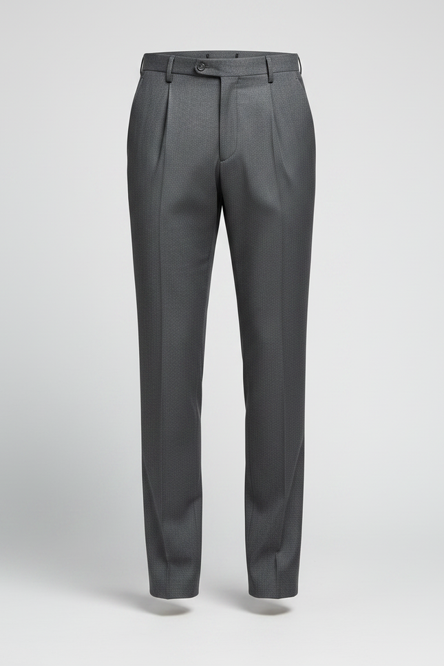 Pantalon À Pince Gris Foncé Droit Plissé Homme Formel - Gabardine - vue 3