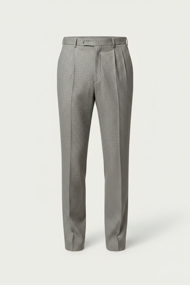 Pantalon À Pince Gris Clair Plissé Droit Homme - Laine - vue 3