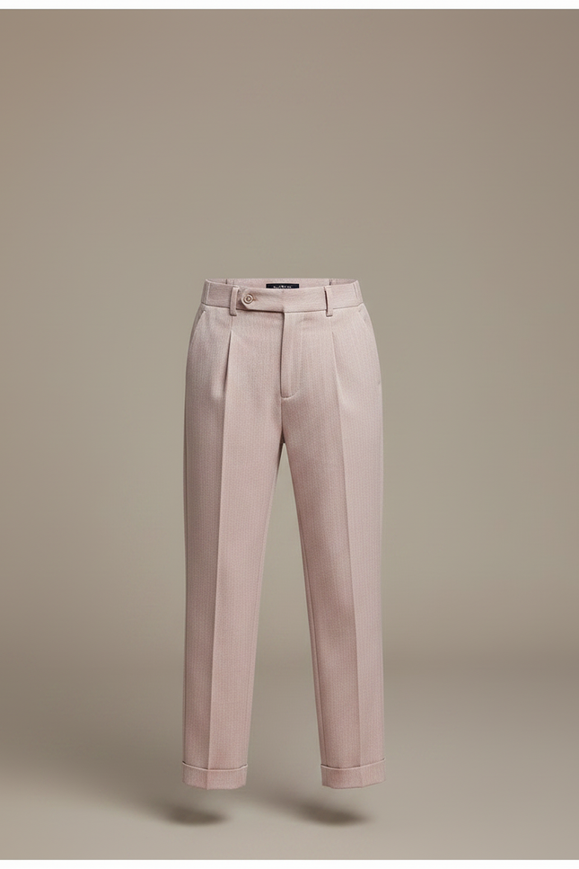 Pantalon À Pince Rose Poudré Plissé Droit Garçon Élégant - Gabardine - vue 3