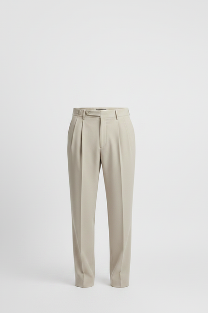 Pantalon À Pince Beige Plissé Classique Homme - Gabardine - vue 3