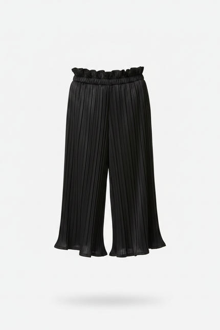 Pantalon À Pince Noir Plissé Ample Fille Élégant - Polyester - vue 3