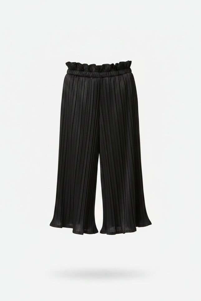 Pantalon À Pince Noir Plissé Ample Fille Élégant - Polyester - vue 3
