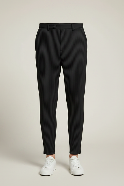Pantalon À Pince Noir Plissé Confortable Décontracté Homme - Polyester - vue 3