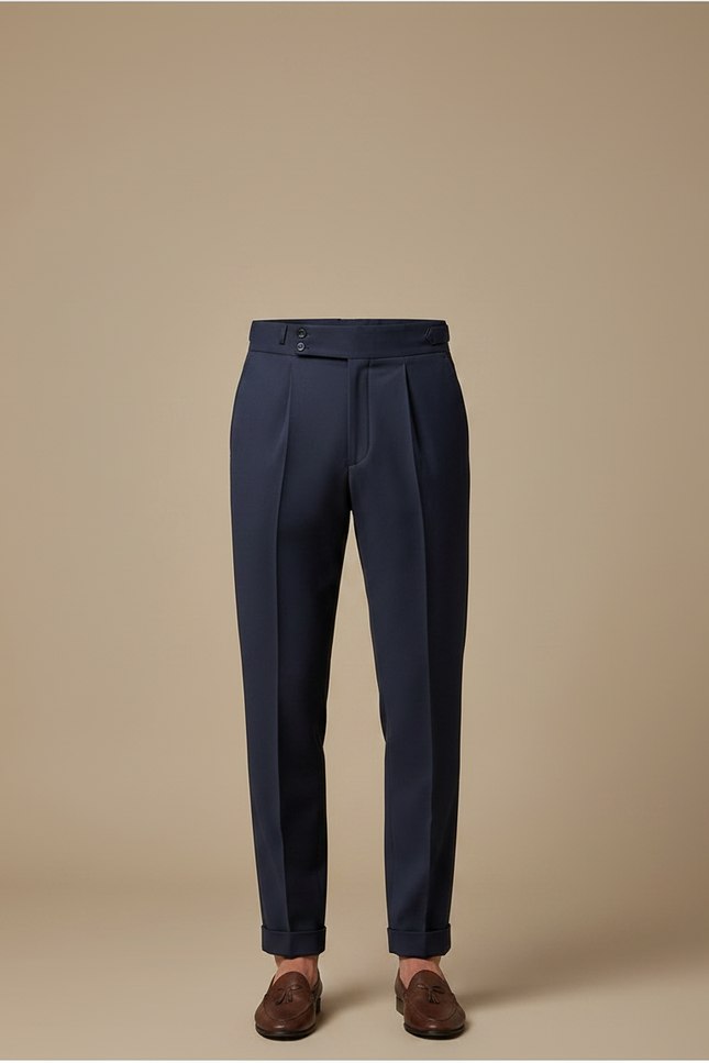 Pantalon À Pince Bleu Marine Droit Élégant Homme - Gabardine - vue 3