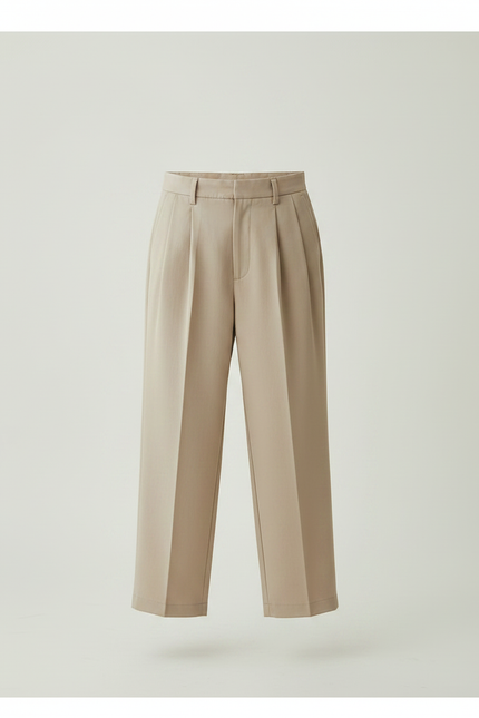 Pantalon À Pince Beige Droit Plissé Décontracté Enfant - Gabardine - vue 3